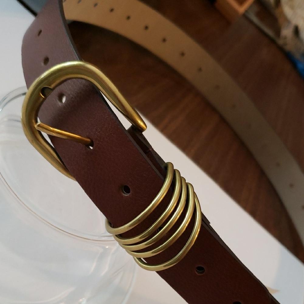 Unisex Time & True Belt with Gold Buckle